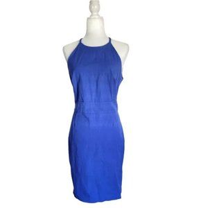 Blue Halter Knee-length Dress